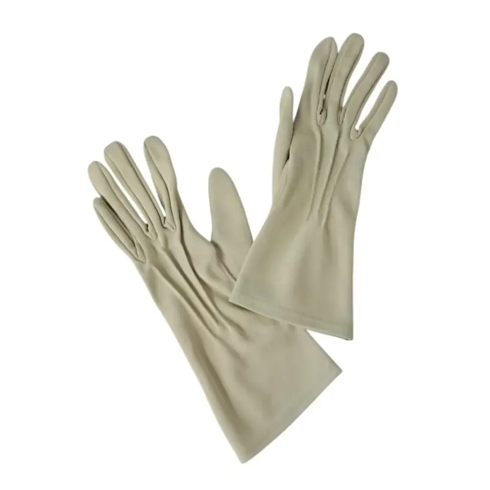 Vintage 70s Mint Green Knit Gloves Approx Size 7 Pin Tucks Retro Stretch 60s